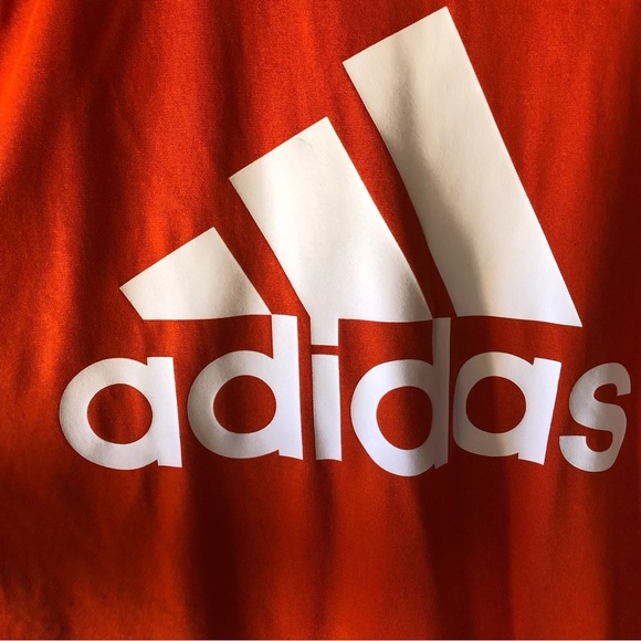 ADIDAS Mens big logo essentials long sleeve athletic stretchy top orange Size L - Picture 3 of 6